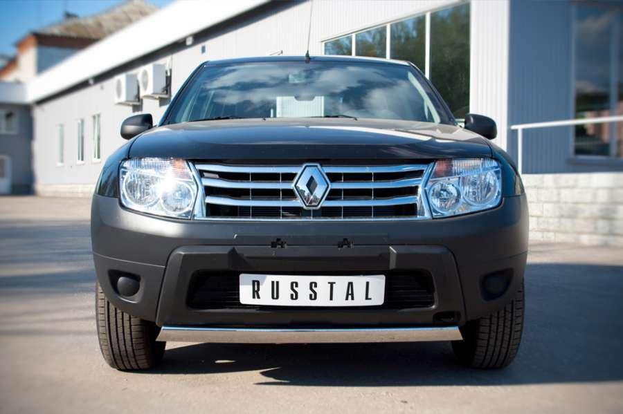 Защита переднего бампера d75x42 овал для Renault Duster 4x2, Slitkoff RD2Z-000437