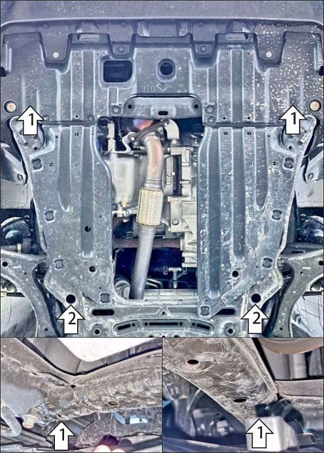 Защита стальная Мотодор (Двигатель; КПП), 2 мм,  Honda Stepwgn  2022-2026 арт. 70821