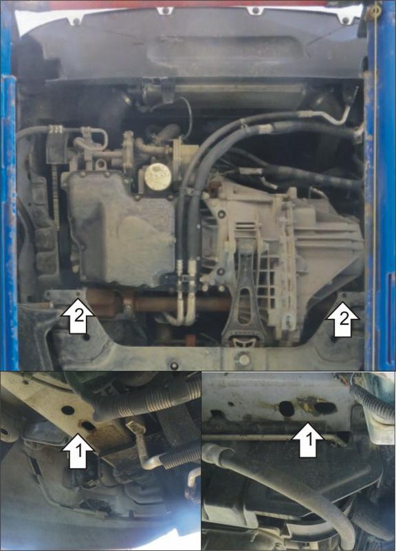 Защита стальная Мотодор (Двигатель, Коробка переключения передач), 2 мм, Сталь для Ford Tourneo Custom 2013- арт. 70711