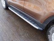 Пороги алюминиевые с пластиковой накладкой (карбон серые) 1720 мм для автомобиля Kia Sportage (QL) 2018- TCC Тюнинг арт. KIASPORT18-37GR