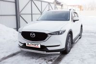 Защита переднего бампера d57+d42 двойная Mazda CX-5 (2017-2023) Black Edition, Slitkoff, арт. MZCX175-02BE