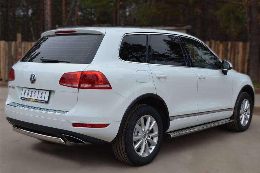 Пороги труба120х60 с проступью для Volkswagen Touareg 2010, Slitkoff VTT-001072