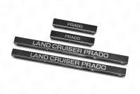Накладки на пороги RUSSTAL (нерж., карбон, надпись) LCPR09-06 для автомобиля Toyota Land Cruiser Prado 2009-2013, РусСталь
