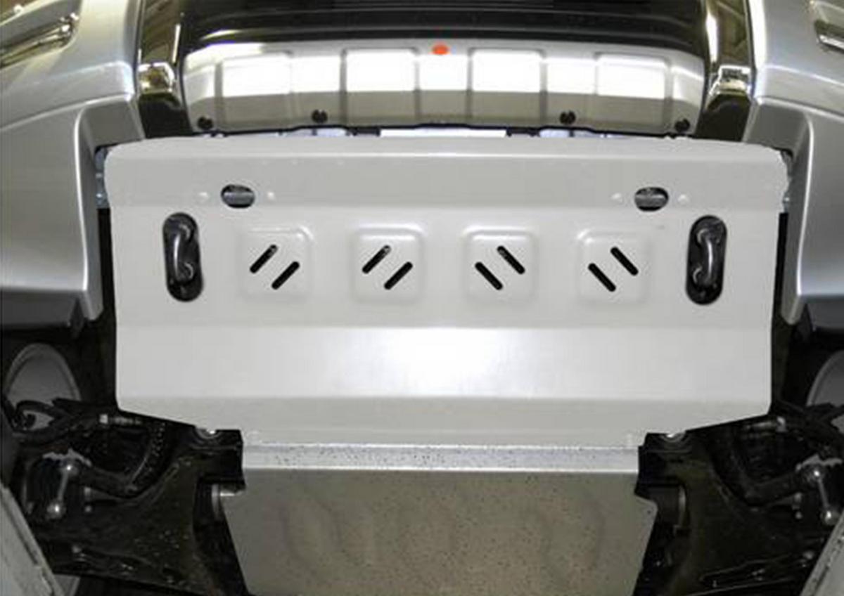 Защита радиатора Rival для Mitsubishi Pajero III 1999-2006, штампованная, алюминий 4 мм, с крепежом, 333.4012.1