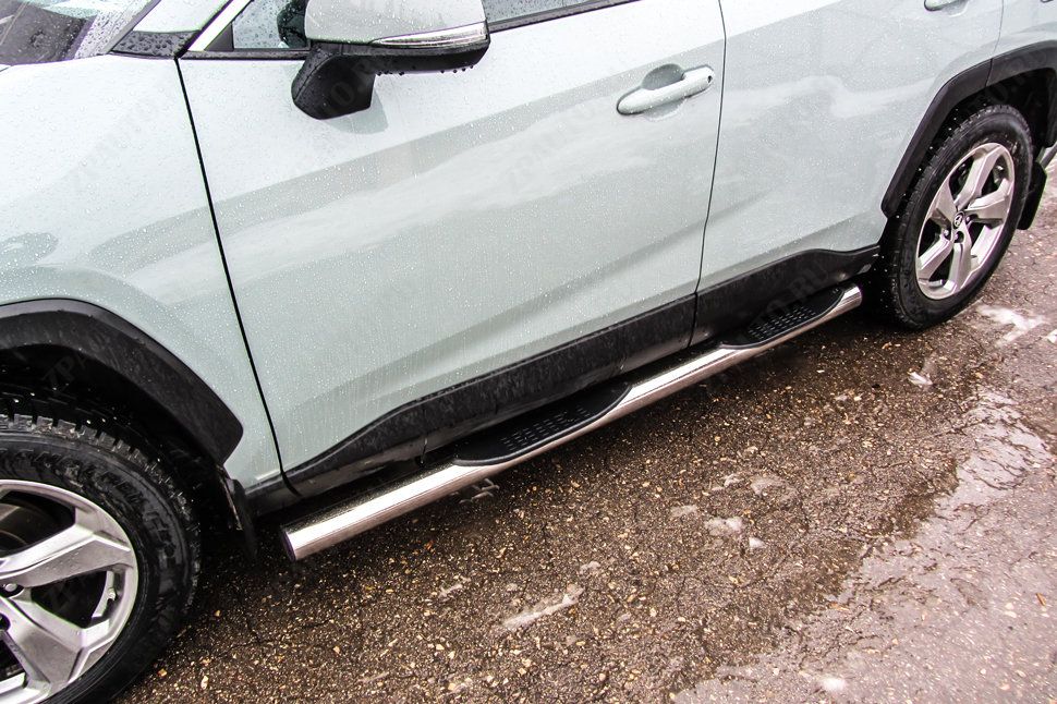 Защита порогов d76 с проступями Toyota Rav-4 (2018-2023) , Slitkoff, арт. TR419-003