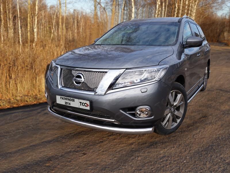 Защита передняя нижняя 76,1 мм для автомобиля Nissan Pathfinder 2014-, TCC Тюнинг NISPAT14-02