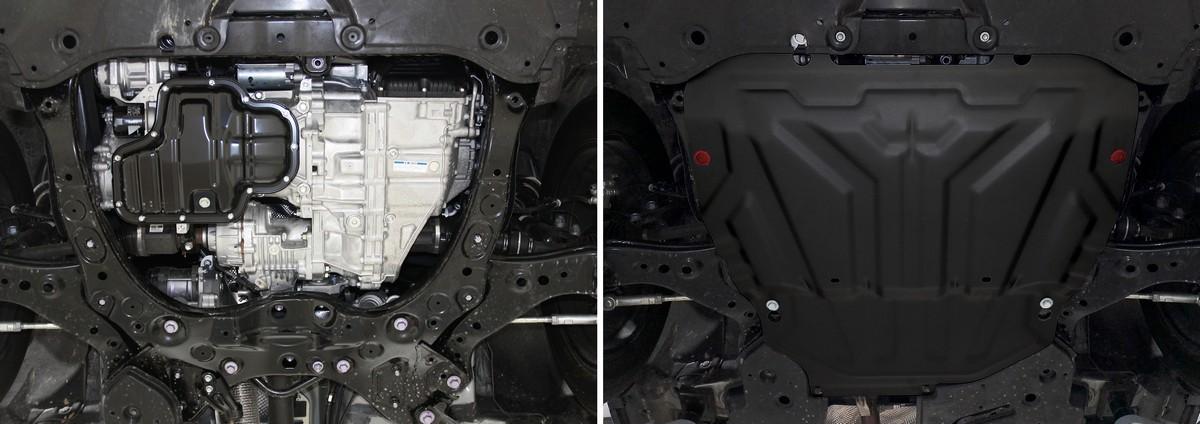 Защита картера и КПП АвтоБроня для Toyota RAV4 XA50 (V - 2.0; 2.5) 2019-н.в., штампованная, сталь 1.8 мм, с крепежом, 111.09534.1