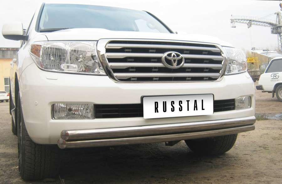 Защита переднего бампера d57/57 для Toyota Land Cruiser 200 2007-2012, Slitkoff LCZ-000207