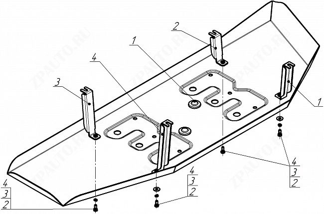 Защита стальная Мотодор (Топливный бак), 2 мм,  для Changan Hunter Plus  2023- арт. 77210