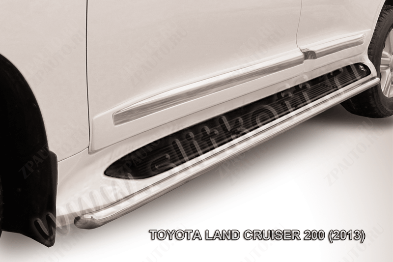 Защита штатного порога d42 Toyota Land Cruiser 200 (2013-2015) Black Edition, Slitkoff, арт. TLC2-13-014BE