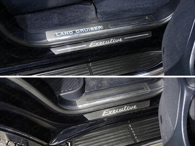 Накладки на пороги (лист шлифованный надпись Executive) 4шт для автомобиля Toyota Land Cruiser 200 EXECUTIVE 2016-