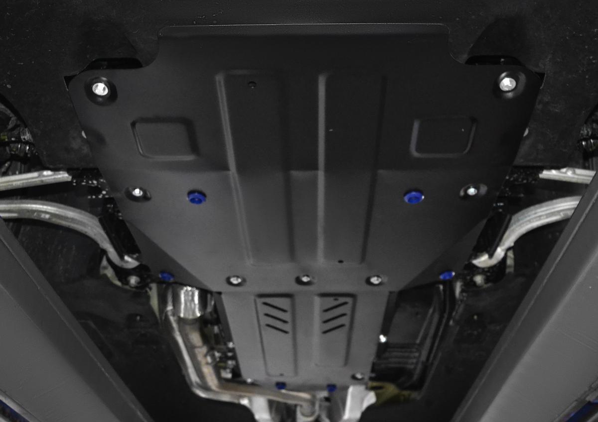 Защита картера, КПП и РК Rival для Genesis G70 4WD 2018-2021, сталь 1.8 мм, 2 части , с крепежом, штампованная, K111.2841.1