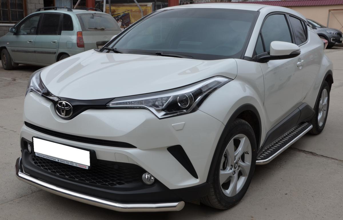 Пороги с накладным листом для автомобиля Toyota C-HR 2018 арт. TCHR.18.41, Россия