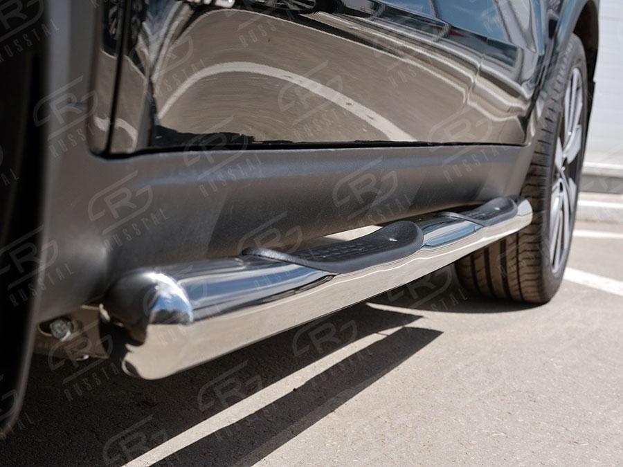 Пороги труба d76 с накладкой вариант 3 Kia Sportage 2016, Slitkoff KST-002288