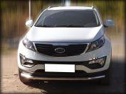 Дуга передняя по низу бампера одинарная радиусная с загибами d-60 для KIA Sportage 2010, Технотек KSP10_1