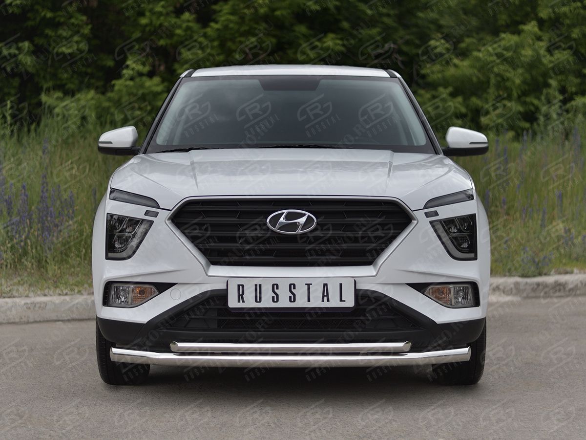 HYUNDAI CRETA 2021- Защита переднего бампера d57 секции-d42 дуга HCRZ-003818