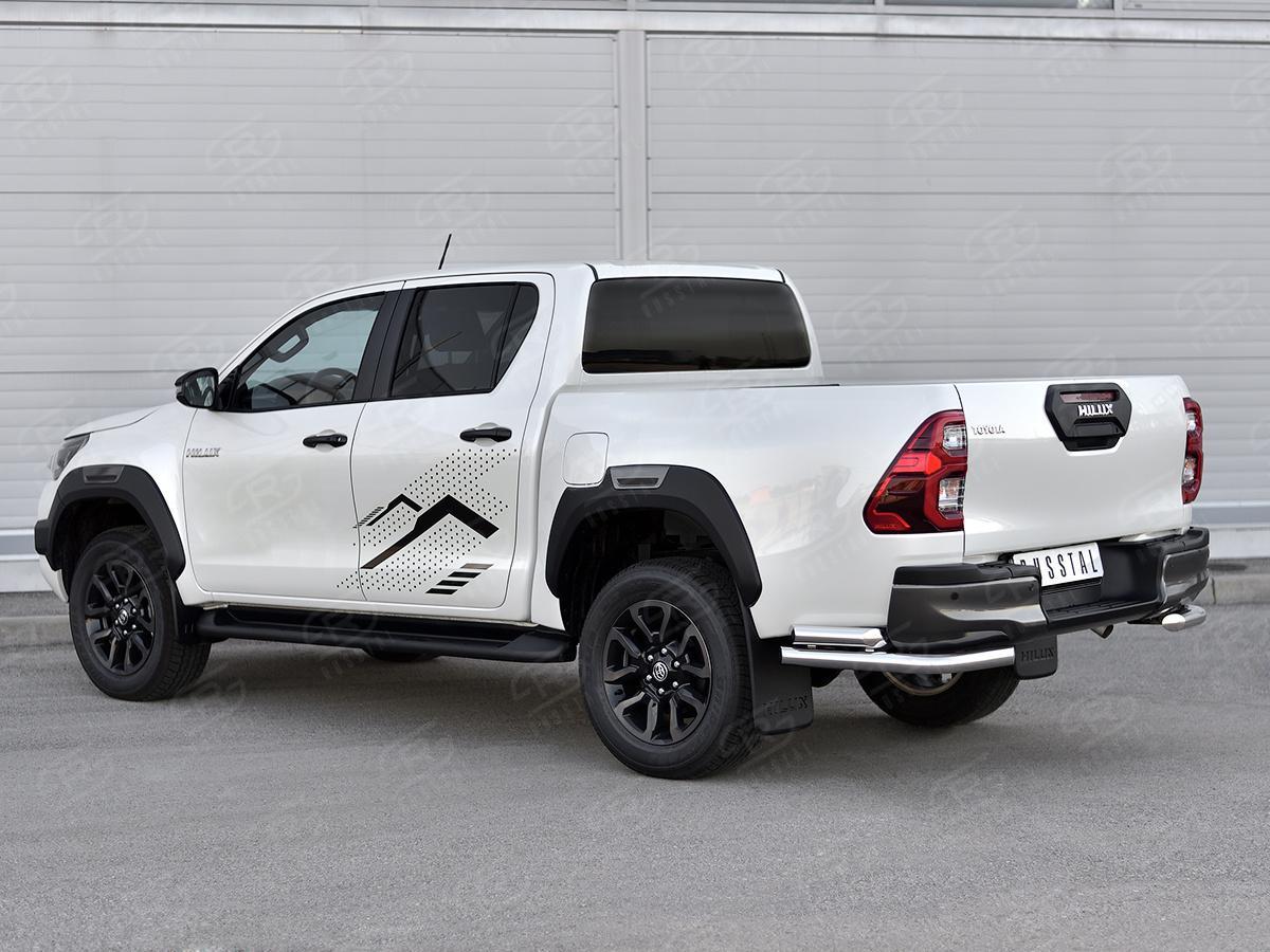 TOYOTA HILUX BLACK ONYX 2020- Защита заднего бампера уголки d57 секции-d57 прямая THBOZ-003520