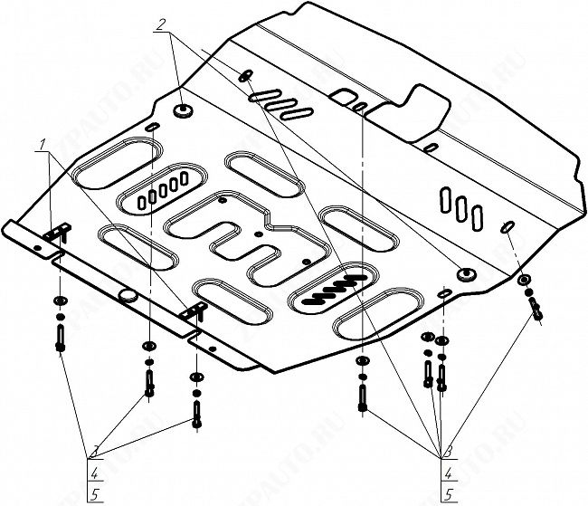 Защита стальная Мотодор (Двигатель, Коробка переключения передач), 2 мм,  Hyundai Santa Fé II   2011-2012 арт. 70921