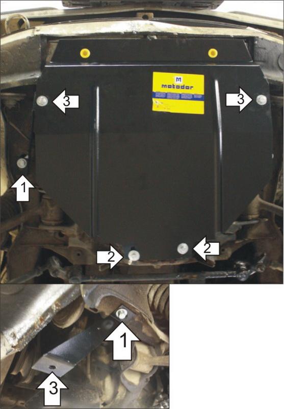 Защита стальная Мотодор (Двигатель), 2 мм, Сталь для Mercedes-benz E-class 1976-1985 арт. 01223