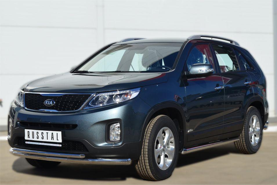 Защита переднего бампера d57/42 для KIA Sorento 2013, Slitkoff KIZ-001266