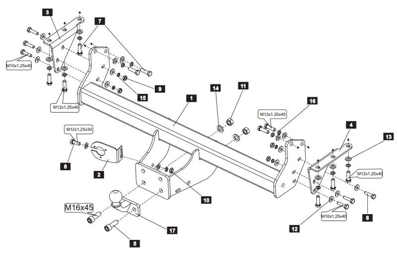 Фаркоп тсу Baltex на Nissan Navara III 06-10, 10-, 15.2016.21