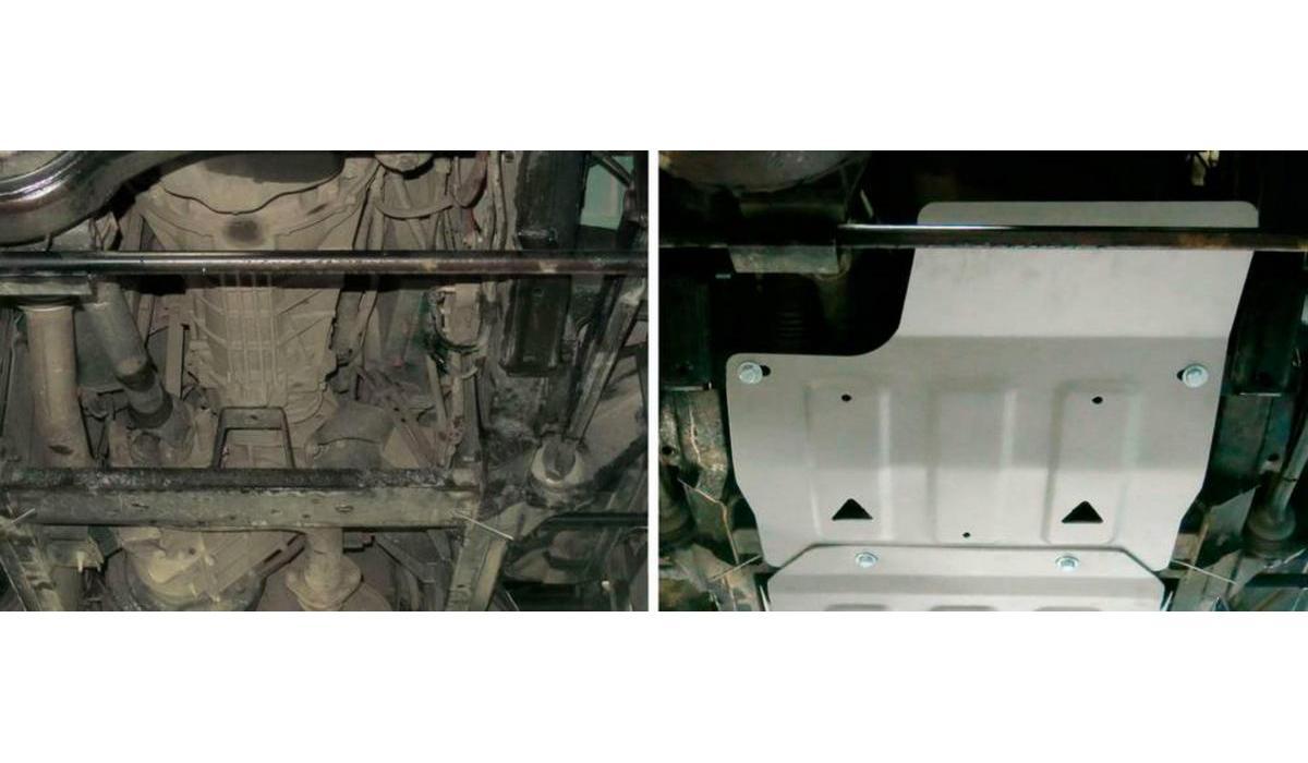 Защита КПП Rival для Land Rover Defender 90/110 рестайлинг 2007-2016, штампованная, алюминий 3 мм, с крепежом, 333.3111.1