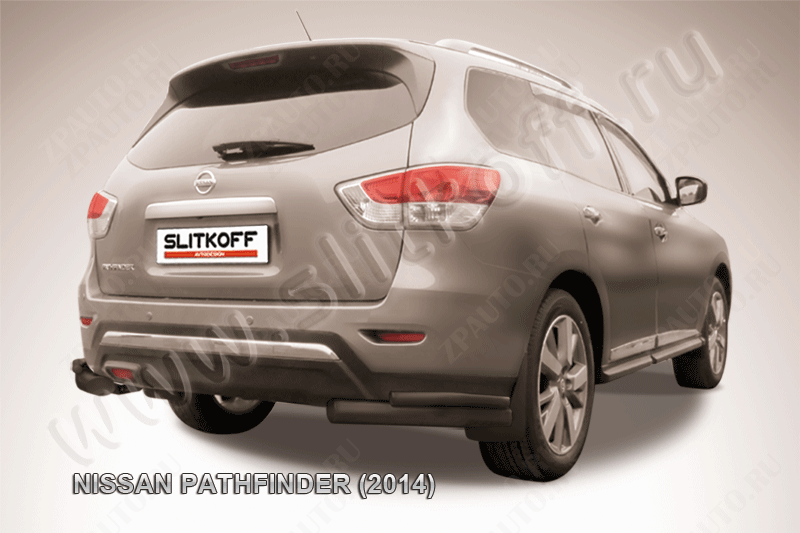 Уголки d76+d42 двойные черные Nissan Pathfinder (2012-2017) , Slitkoff, арт. NIP14-015B