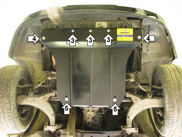 Защита стальная Мотодор (Двигатель, Радиатор), 2 мм, Сталь для Subaru Legacy 1989-1994 арт. 02203