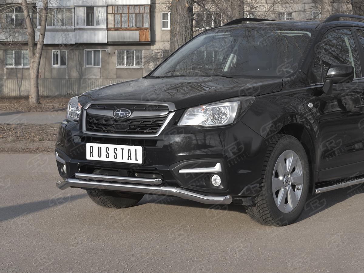 SUBARU-FORESTER(SJ)-2016-2018-Защита-переднего-бампера-d57-волна-d42-прямая-SUFZ-003341, Slitkoff