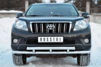 Защита переднего бампера двойная d57/57 декор для Toyota Land Cruiser Prado 150, Slitkoff PNZ-001612