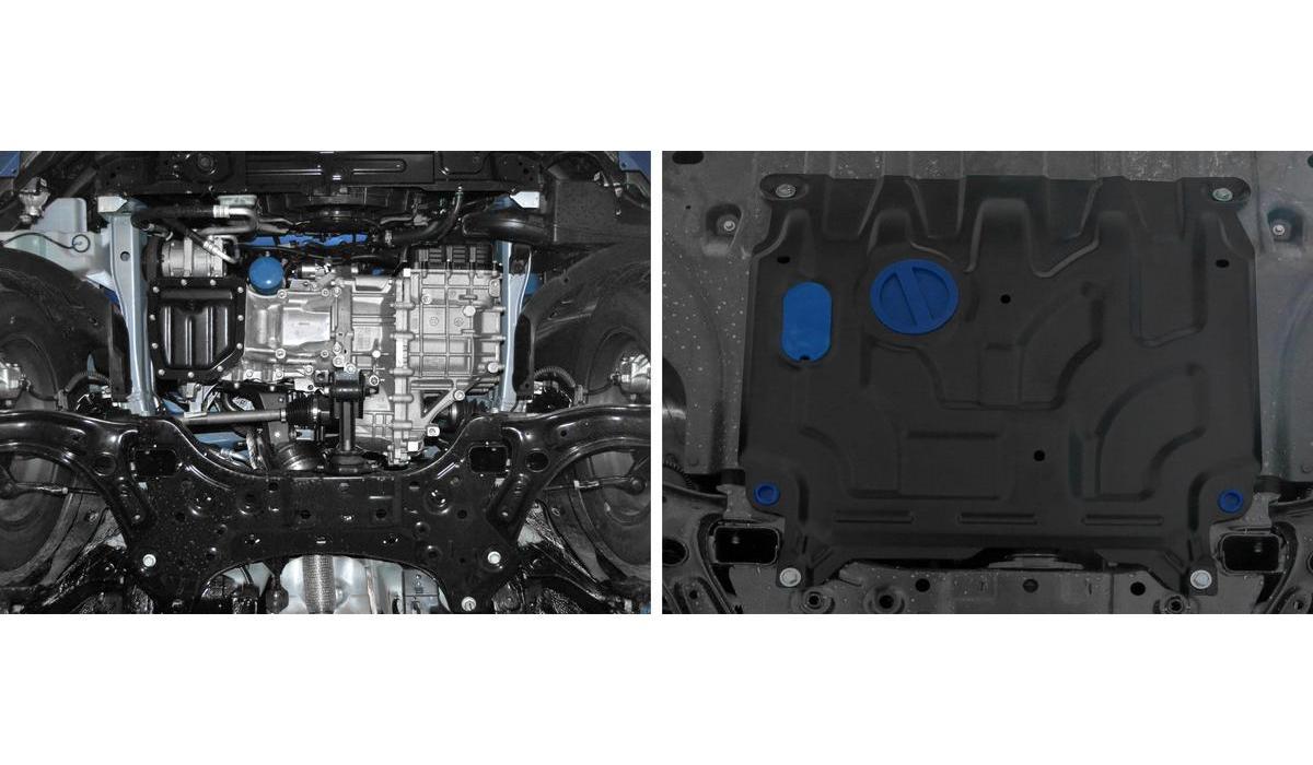 Защита картера и КПП Rival для Hyundai Solaris II 2017-2020, сталь 1.5 мм, с крепежом, штампованная, 111.2369.1