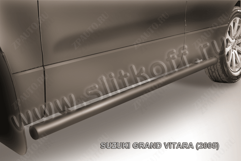 Защита порогов d57 труба черная Suzuki Grand Vitara (2005-2008) , Slitkoff, арт. SGV05011B