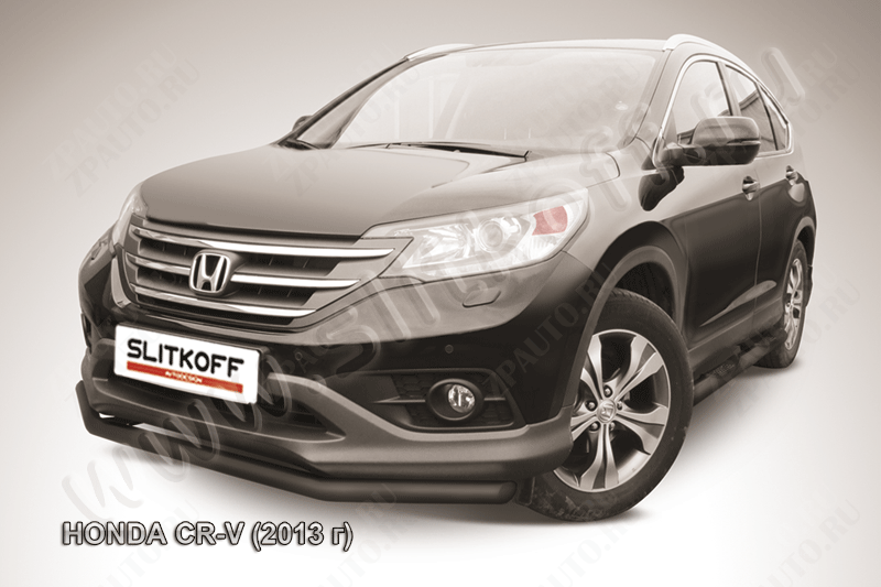 Защита переднего бампера d57 черная Honda CR-V 2L (2011-2015) , Slitkoff, арт. HCRV13-004B