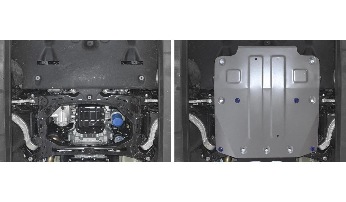 Защита картера Rival для Genesis G70 4WD 2018-2021, штампованная, алюминий 4 мм, с крепежом, 333.2841.1