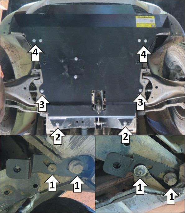 Защита стальная Мотодор (Двигатель, Коробка переключения передач, Передний Бампер), 3 мм, Сталь для Renault Duster 2015- арт. 11701