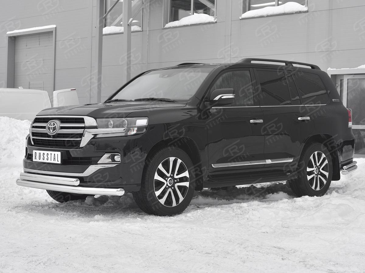 Защита переднего бампера d76 секции-d75x42 дуга TLCZ-003117 для автомобиля TOYOTA LAND CRUISER 200 2018 EXECUTIVE LOUNGE, Slitkoff