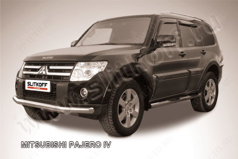 Защита переднего бампера d76 Mitsubishi Pajero IV (2006-2023) , Slitkoff, арт. MPJ010