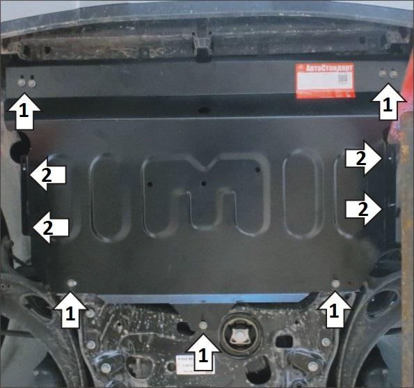 Защита АвтоСтандарт (Двигатель, Коробка переключения передач), 1,5 мм, Сталь для Volkswagen Terramont 2018- арт. 52703