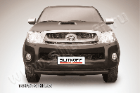 Защита переднего бампера d76 радиусная черная Toyota Hilux (2004-2011) , Slitkoff, арт. THL007B