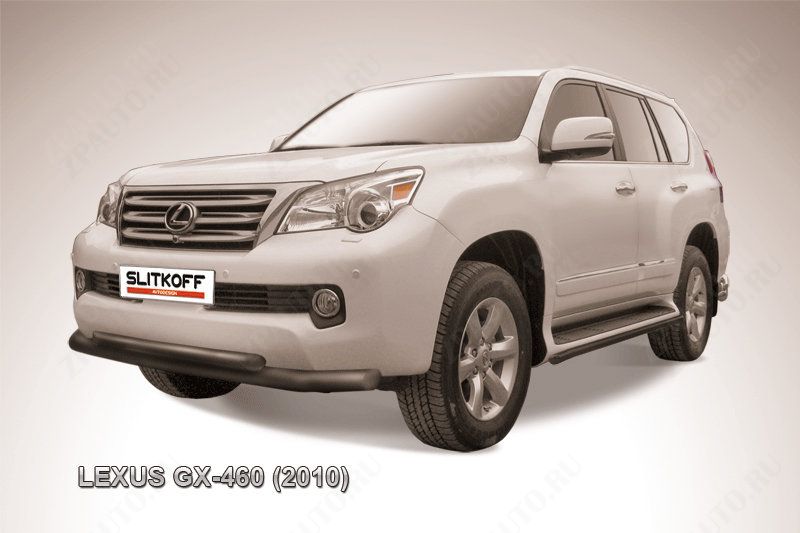 Защита переднего бампера d76+d57 двойная черная Lexus GX-460 (2009-2013) , Slitkoff, арт. LGX007B
