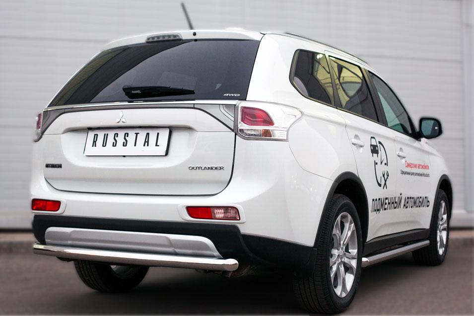 Защита заднего бампера d57 для Mitsubishi Outlander 2014, Русталь MORZ-001907, Slitkoff