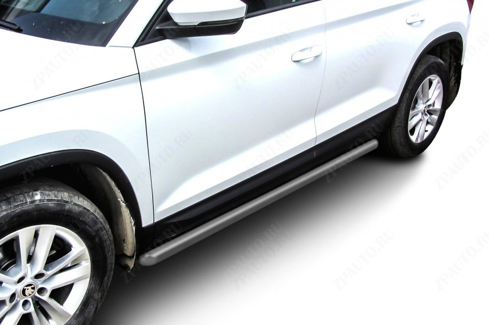Защита порогов D57 труба серебристая Skoda Kodiaq (2016-2021) , Slitkoff, арт. SKKOD-004S