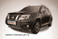 Защита переднего бампера d42+d42 двойная черная Nissan Terrano (2014-2023) , Slitkoff, арт. NTER14-004B