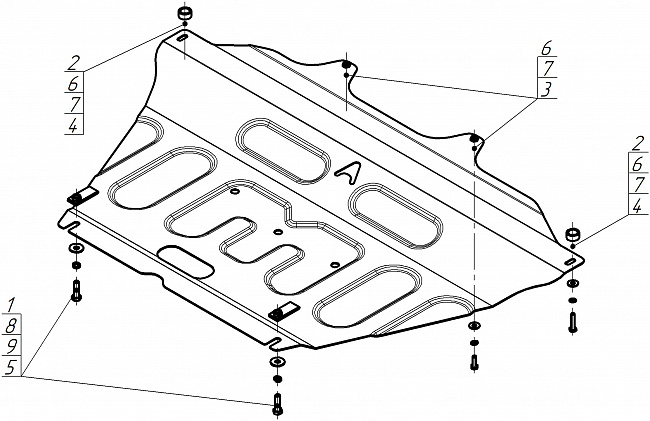 Защита АвтоСтандарт (Двигатель, Коробка переключения передач), 1.5 мм,  Lada Iskra Cross  2025- арт. 52101