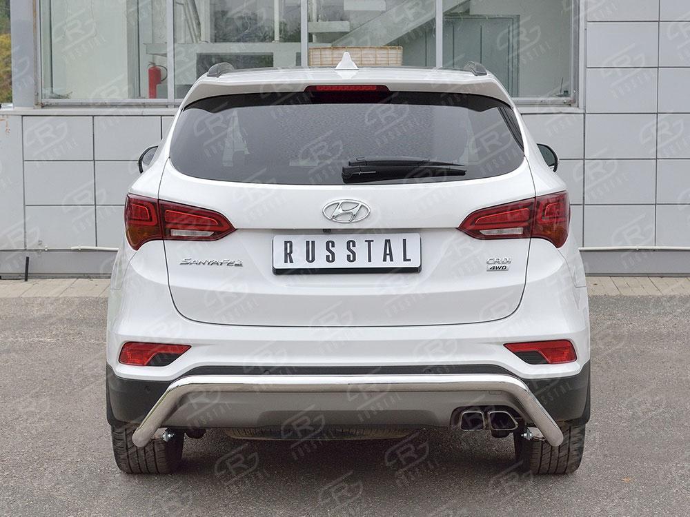 Защита заднего бампера d57 волна под машину для Hyundai Santa Fe 2015, Slitkoff HSFPZ-002452