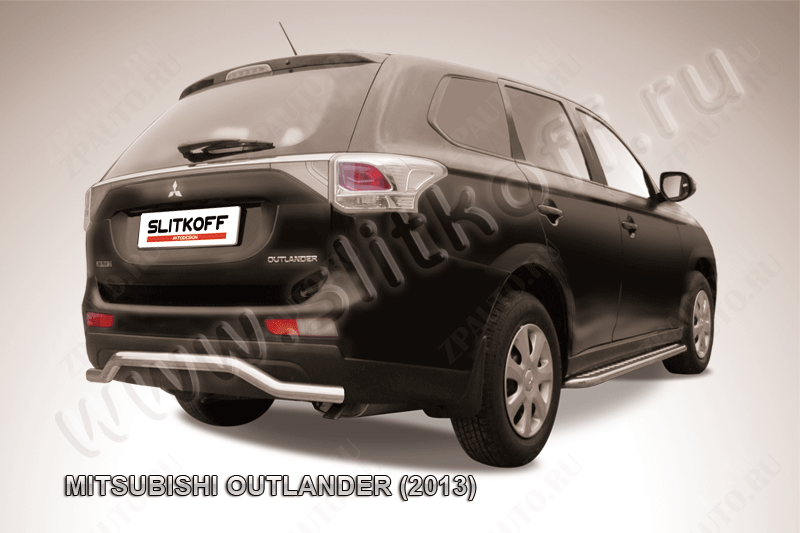 Защита заднего бампера d57 волна Mitsubishi Outlander (2012-2015) , Slitkoff, арт. MOUT13-010