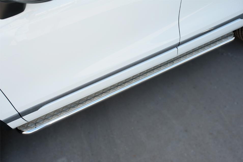 Пороги труба d42 с листом вариант 1 для Volkswagen Touareg 2014, Slitkoff VWTL-0021311