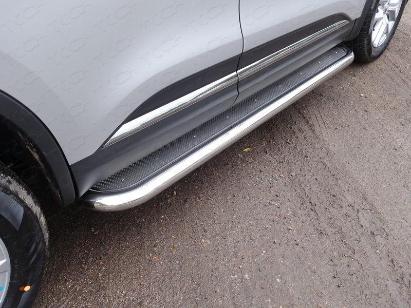 Пороги с площадкой (нерж. лист) 60,3 мм для автомобиля Renault Koleos 2017-, TCC Тюнинг RENKOL17-24