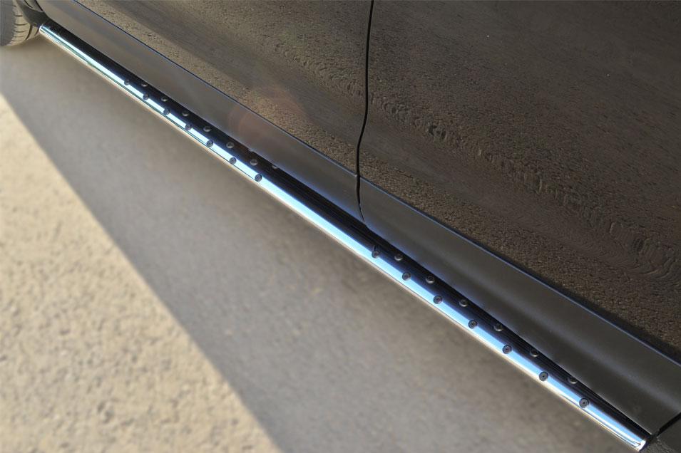 Пороги труба d75х42 овал с проступью для Nissan Qashqai 14-/15- SPB, Slitkoff NQQO-001794