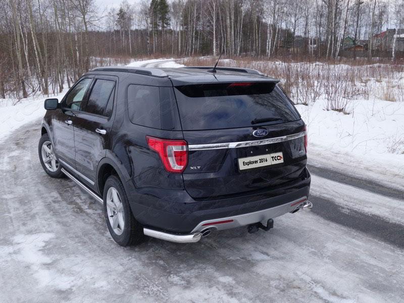 Защита задняя (уголки) 76,1 для Ford Explorer 2015 (Форд Эксплорер 2015), ТСС FOREXPL16-21, TCC Тюнинг